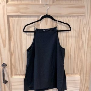 ZARA BLACK CAMISOLE WITH GOLD CHAIN DETAIL